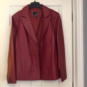 NWOT dark red leather blazer